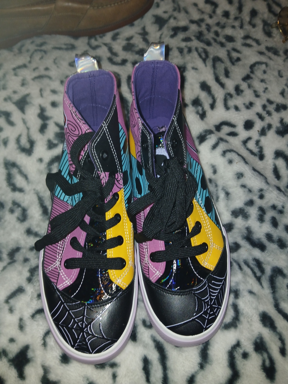 Colorful Nightmare Before Christmas High-Top Sneakers - Purple, Yellow, Black